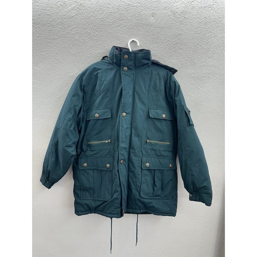 Brittania Mens Jacket Size Large Green Double Closure Insulated Vintage